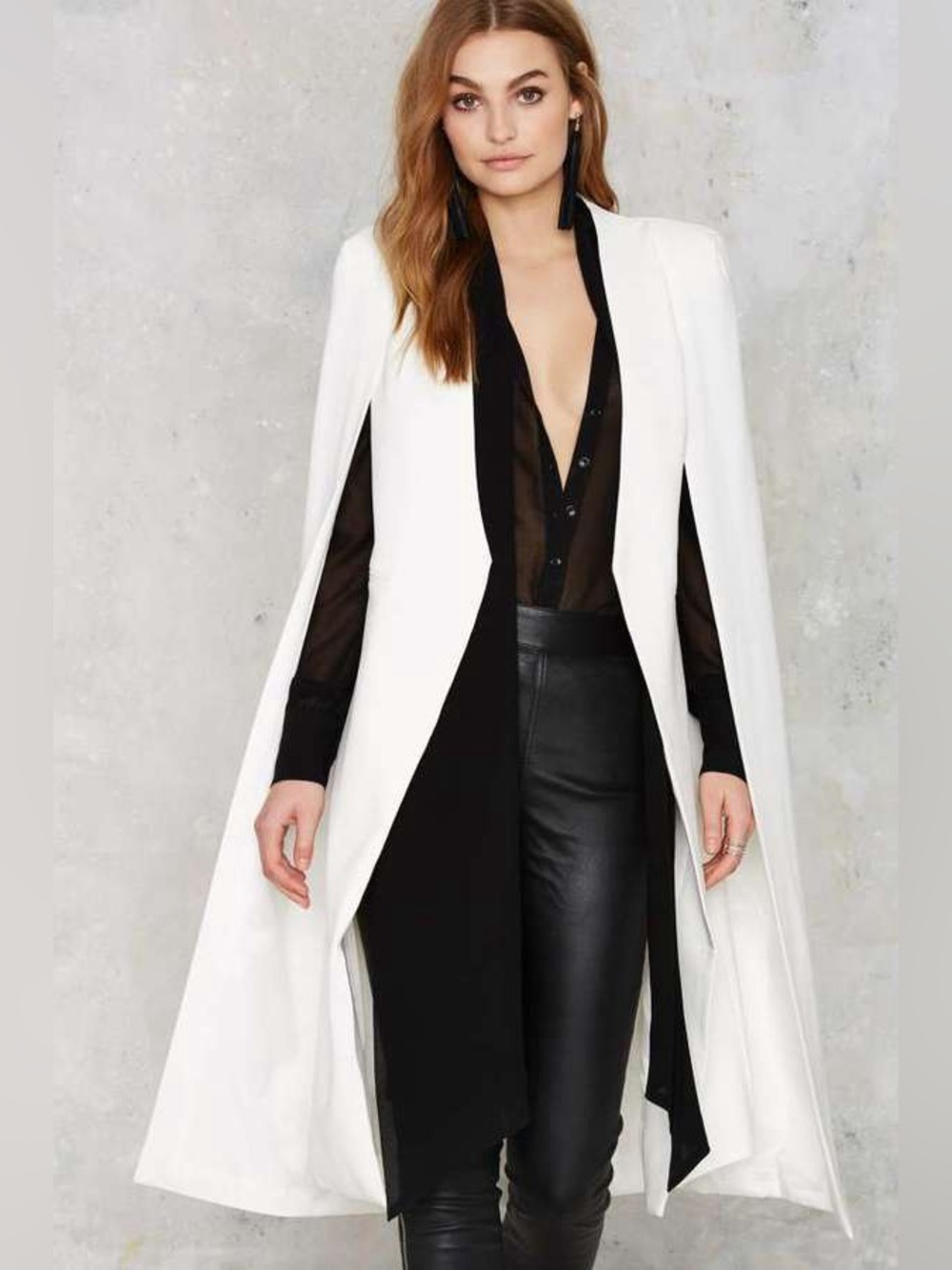 Lavish Alice White Long Cape Blazer
